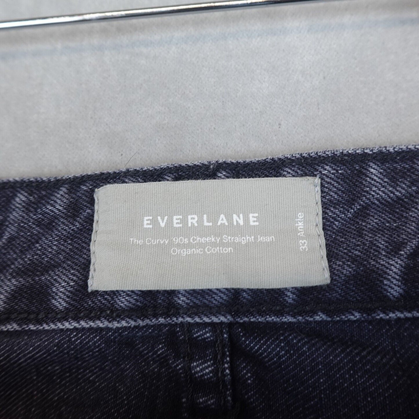 Everlane Jeans Womens 33x26 Black Denim Curvy 90s Cheeky Straight Ankle