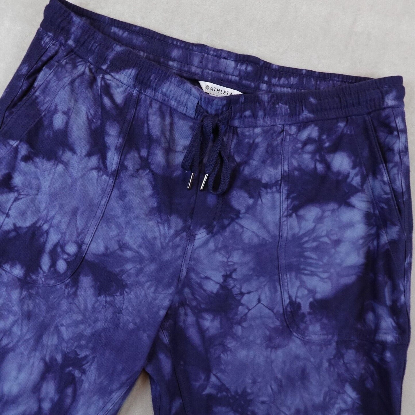 Athleta Farallon Jogger Pants Crystal Tie Dye Women XL Pocket Pull On Blue Taper