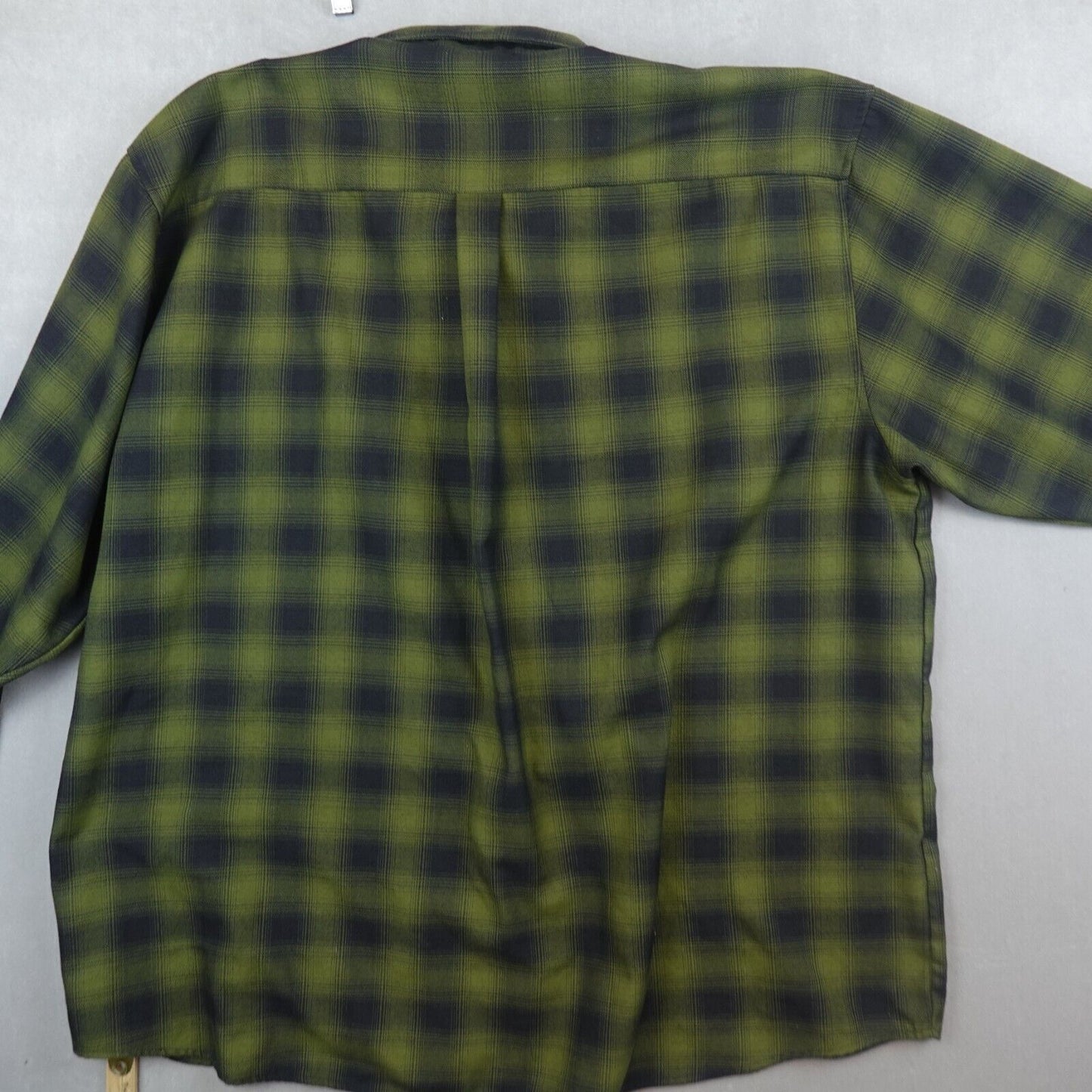 Dixxon Flannel Shirt Men 5XL Pearl Snap Plaid Lone Wolf Long Sleeves Biker Green