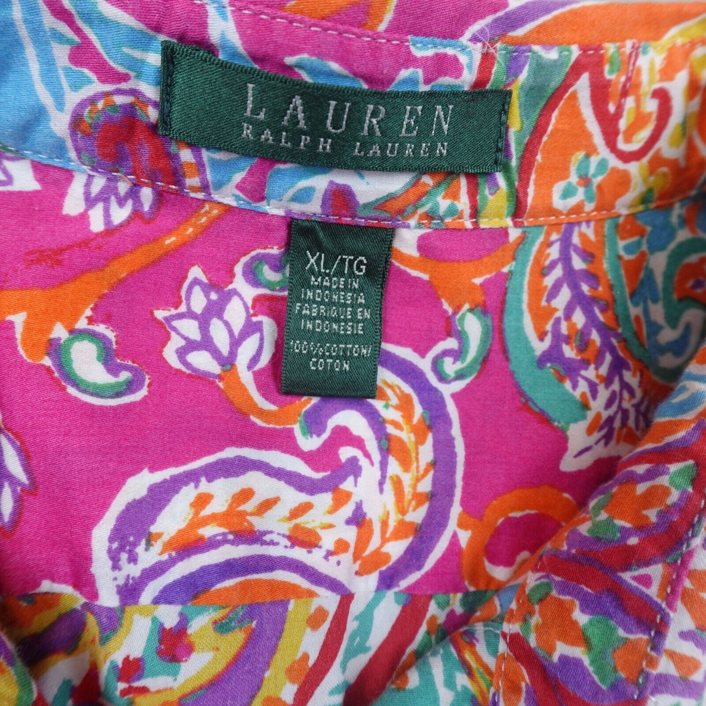 Lauren Ralph Lauren Shirt Floral Paisley Button Up Womens Size XL Long Sleeve