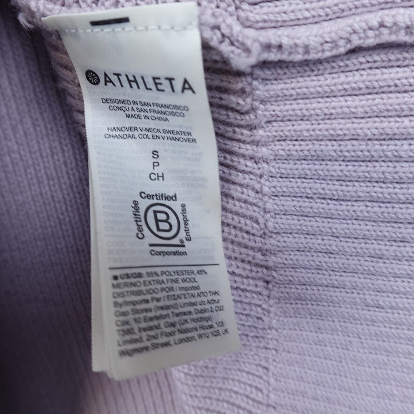 Athleta Hanover Sweater Merino Wool Blend V Neck Oversize Shasta Purple Sz Small