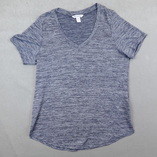 Athleta Breezy Scoop V-Neck Tee Shirt Gym Athletic Heather Casual Size Large SS