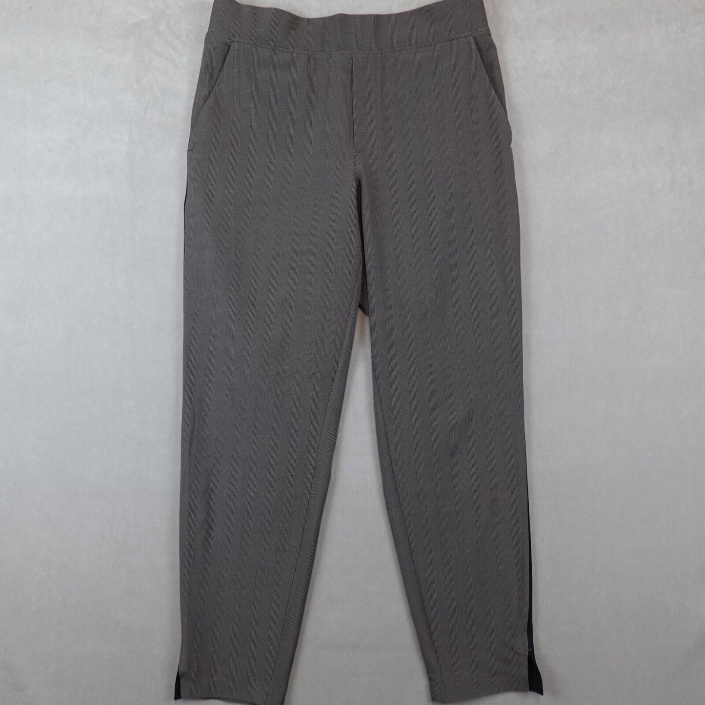 Athleta Brooklyn Ankle Pant Womens 6 Brown Glen Check Travel Zip Pockets