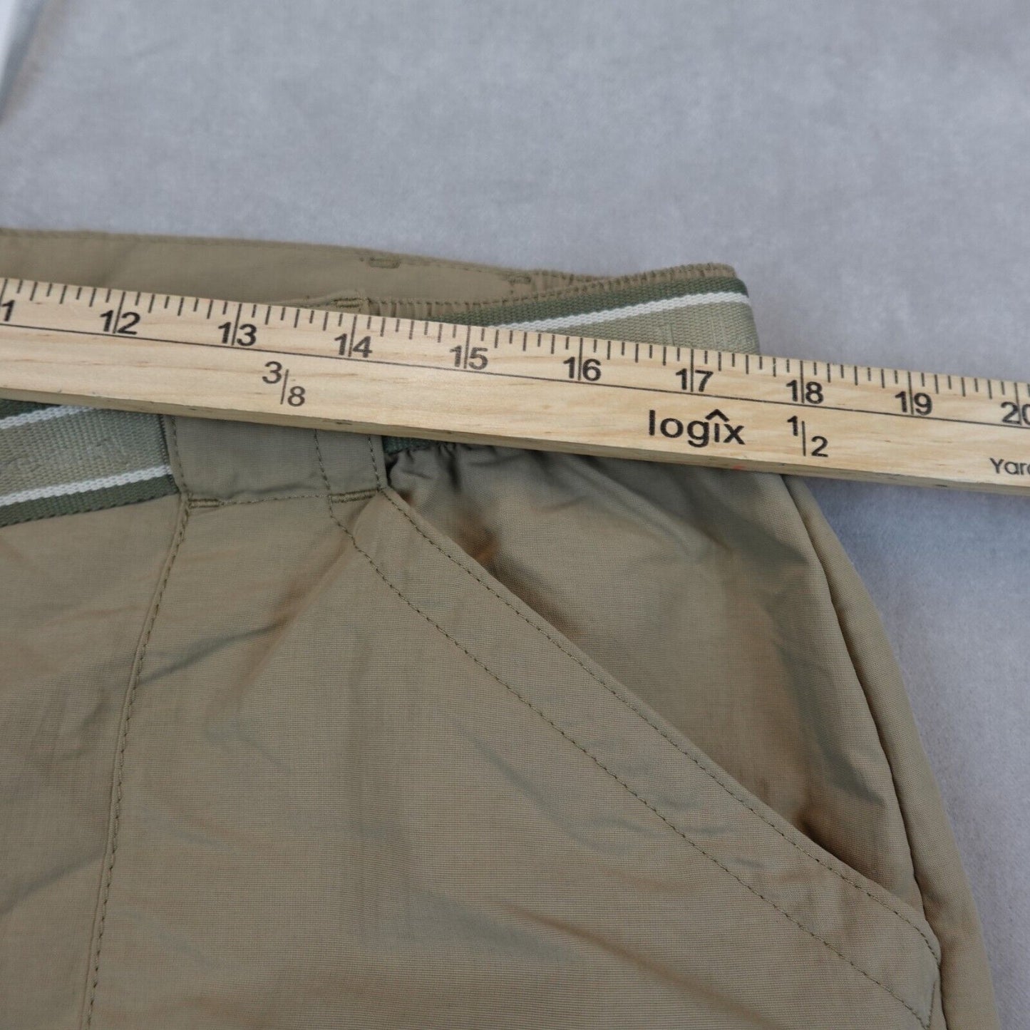 L.L. Bean Pants Women Large Khaki Camp Straight Nylon Cargo Hiking Belt Utility