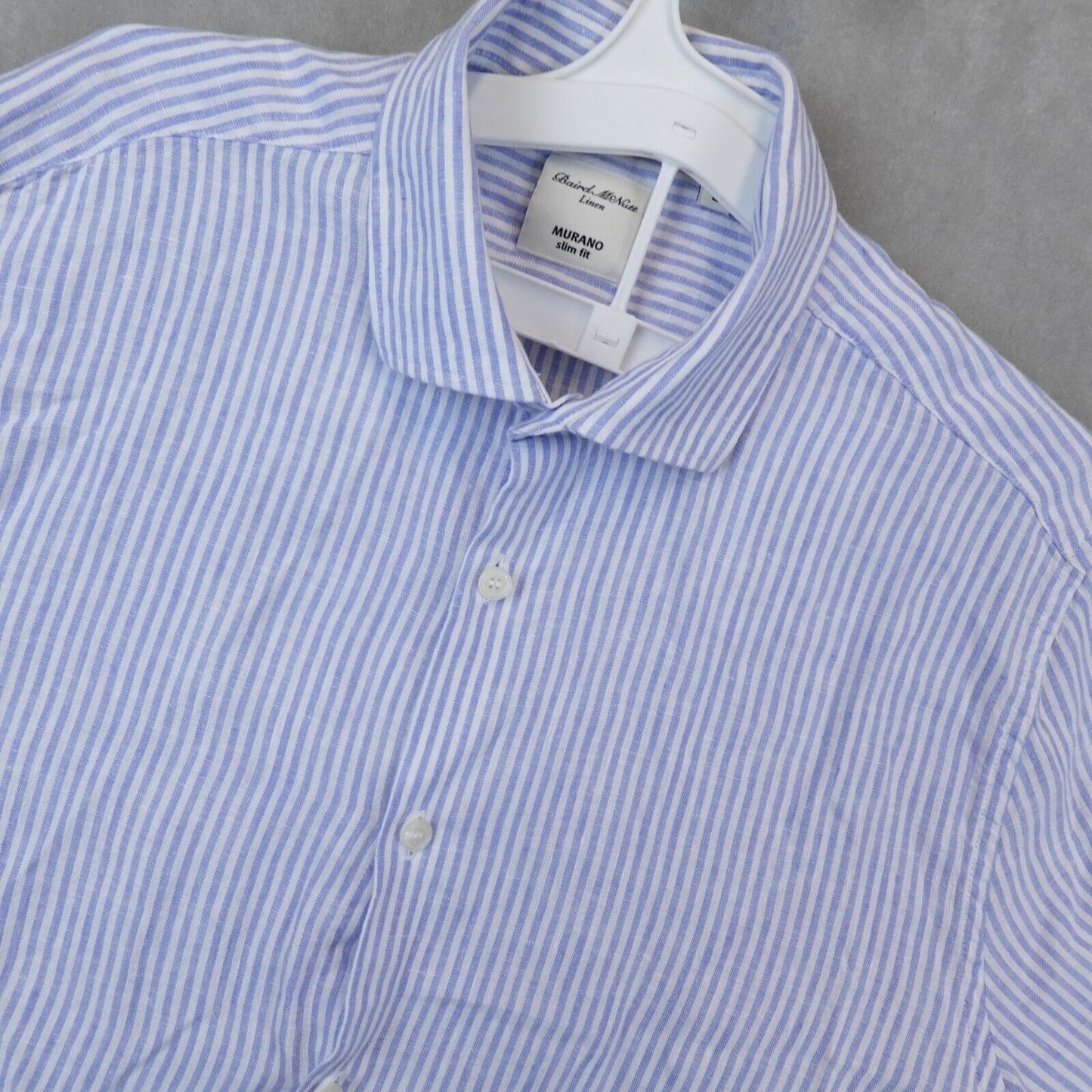 Baird McNutt Shirt Men Large Blue Murano Slim Fit Button Up Stripe Light Comfort