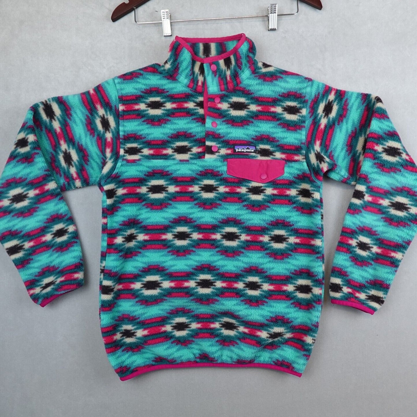 PATAGONIA Synchilla Sweater Snap Tee Aztec Fleece Pullover Jacket XS Navajo VTG