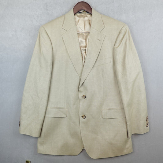 Brooks Brothers Blazer Silk Wool Blend Mens Size 42R Sport Coat Beige