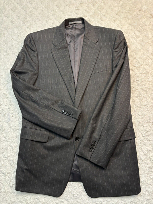 Hickey Freeman Blazer Mens 44R Black Loro Piana Tasmanian Super 130s Pinstripe