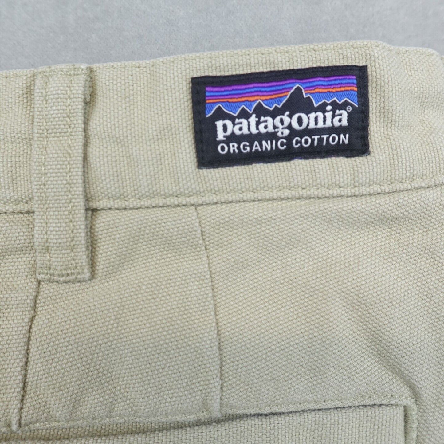 Patagonia Shorts Stand Up Mens 34 Beige Hiking Logo Organic Cotton 57227 Canvas