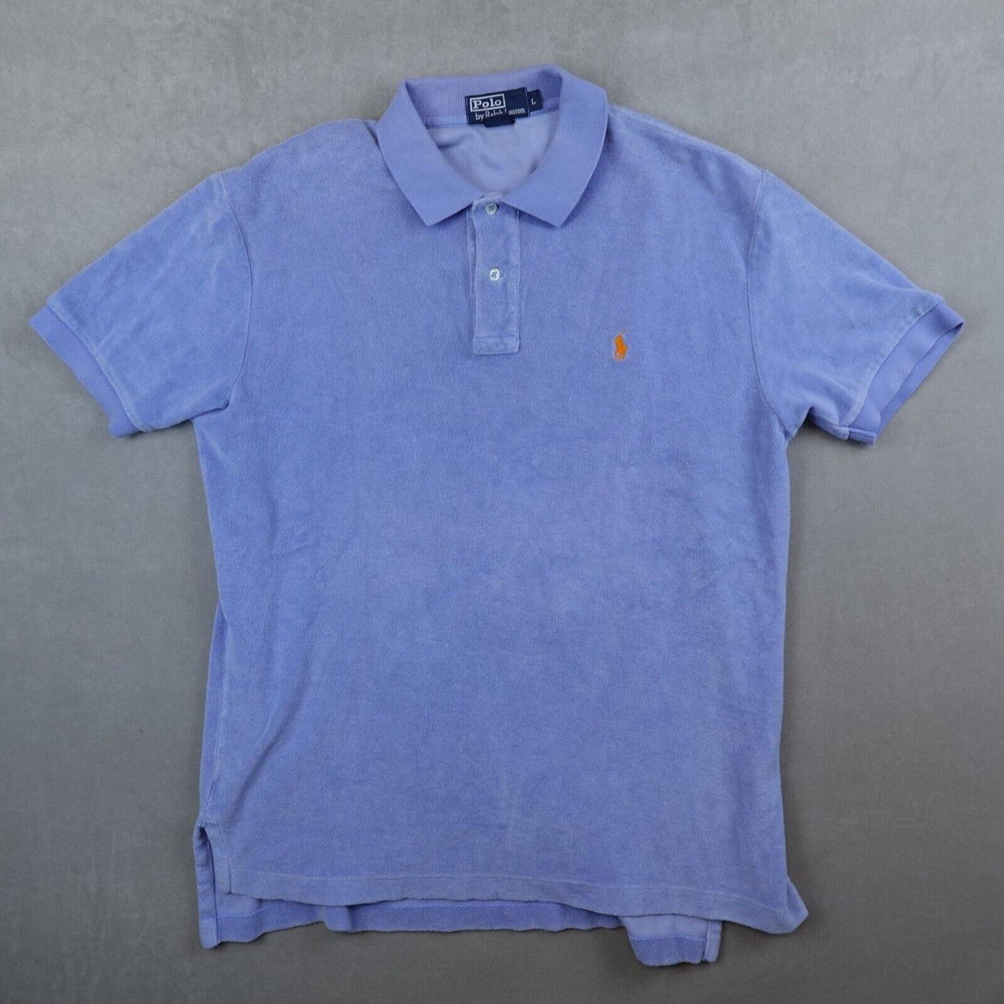 Polo Ralph Lauren Terry Cloth Polo Shirt Mens L Short Sleeve Blue Vintage Pony