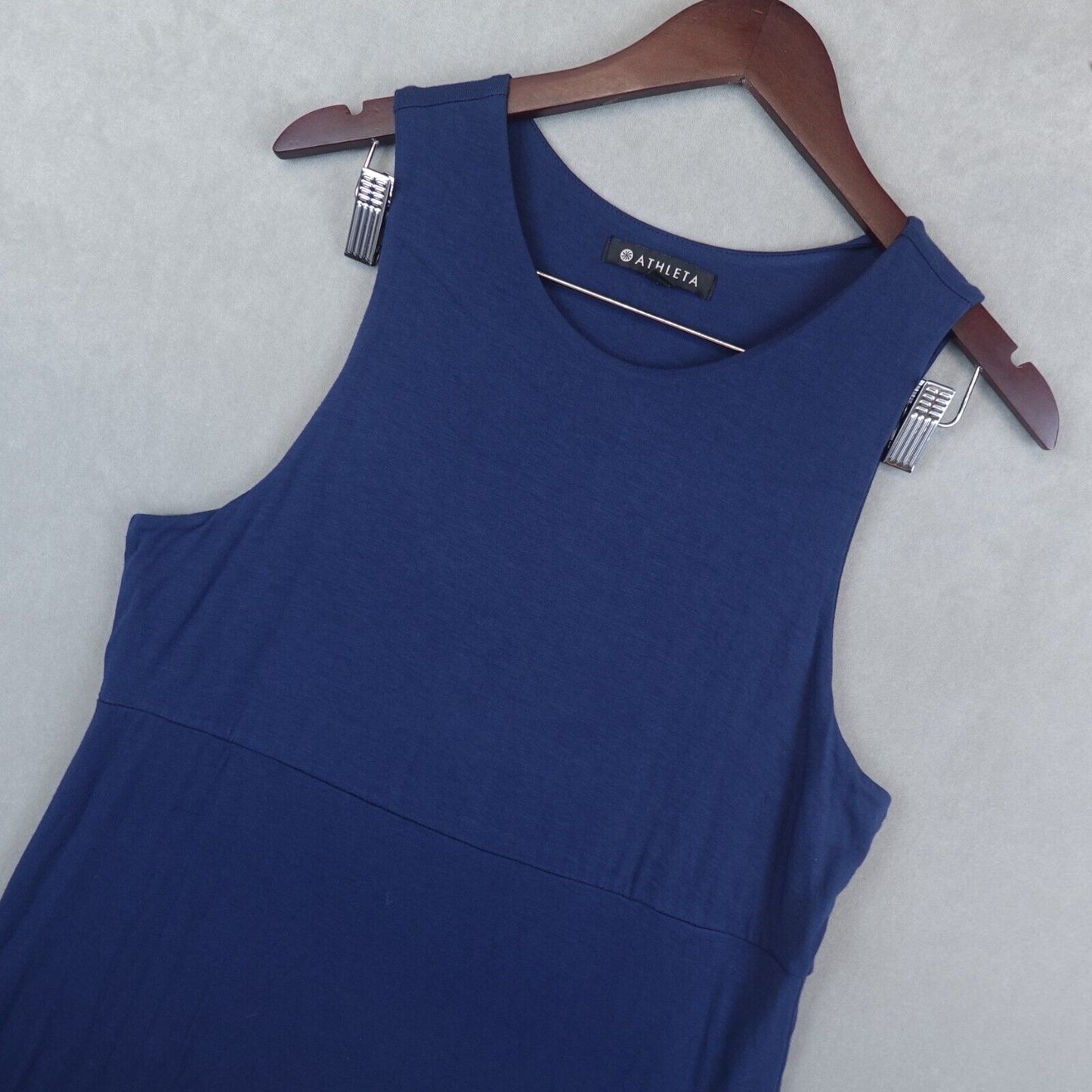 Athleta La Palma Dress Blue Sz Large Athleisure Travel Sleeveless Stretch Active