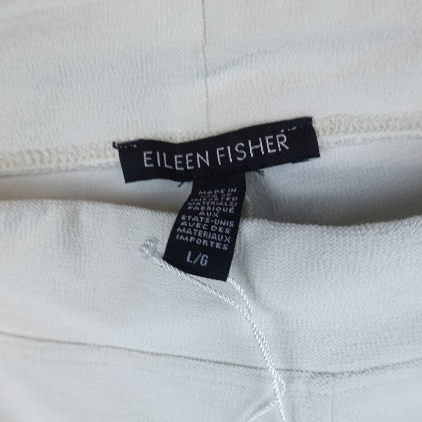 Eileen Fisher Pants Women Large Stretch Viscose Crepe Wite Pull On Ankle EUC