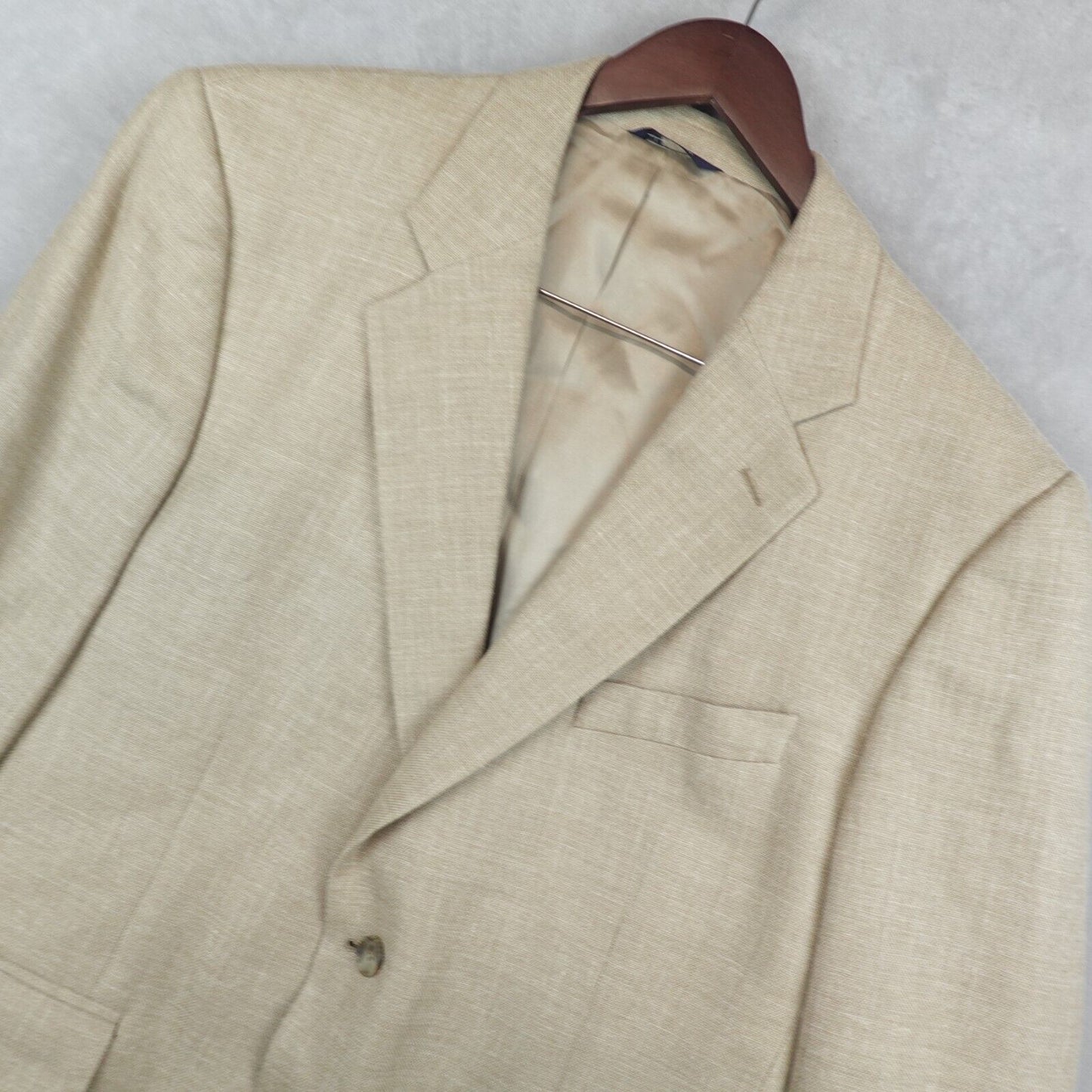 Brooks Brothers Blazer Silk Linen Wool 44R Tan Sport Coat Lined