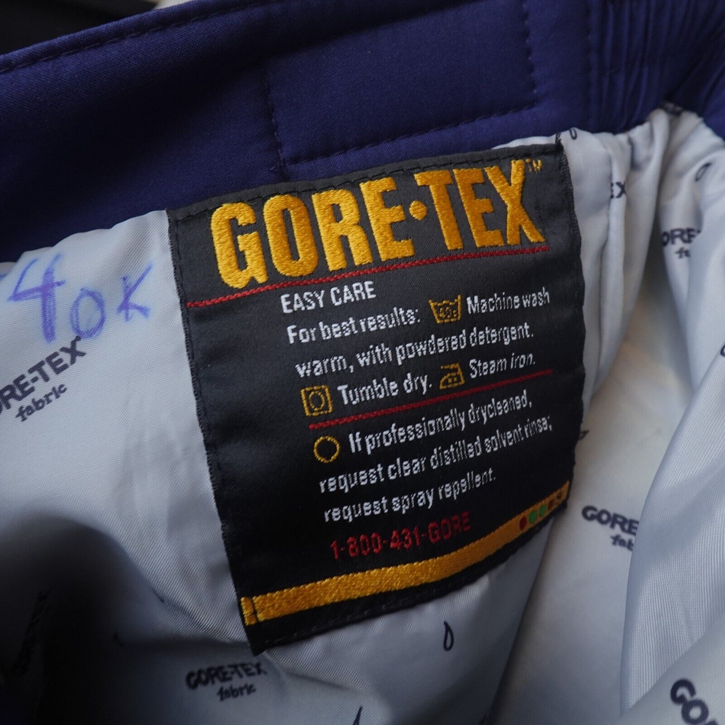 Tourney GORE-TEX Pants Mens Waterproof Windproof Zip Cuff Size Medium Blue VTG