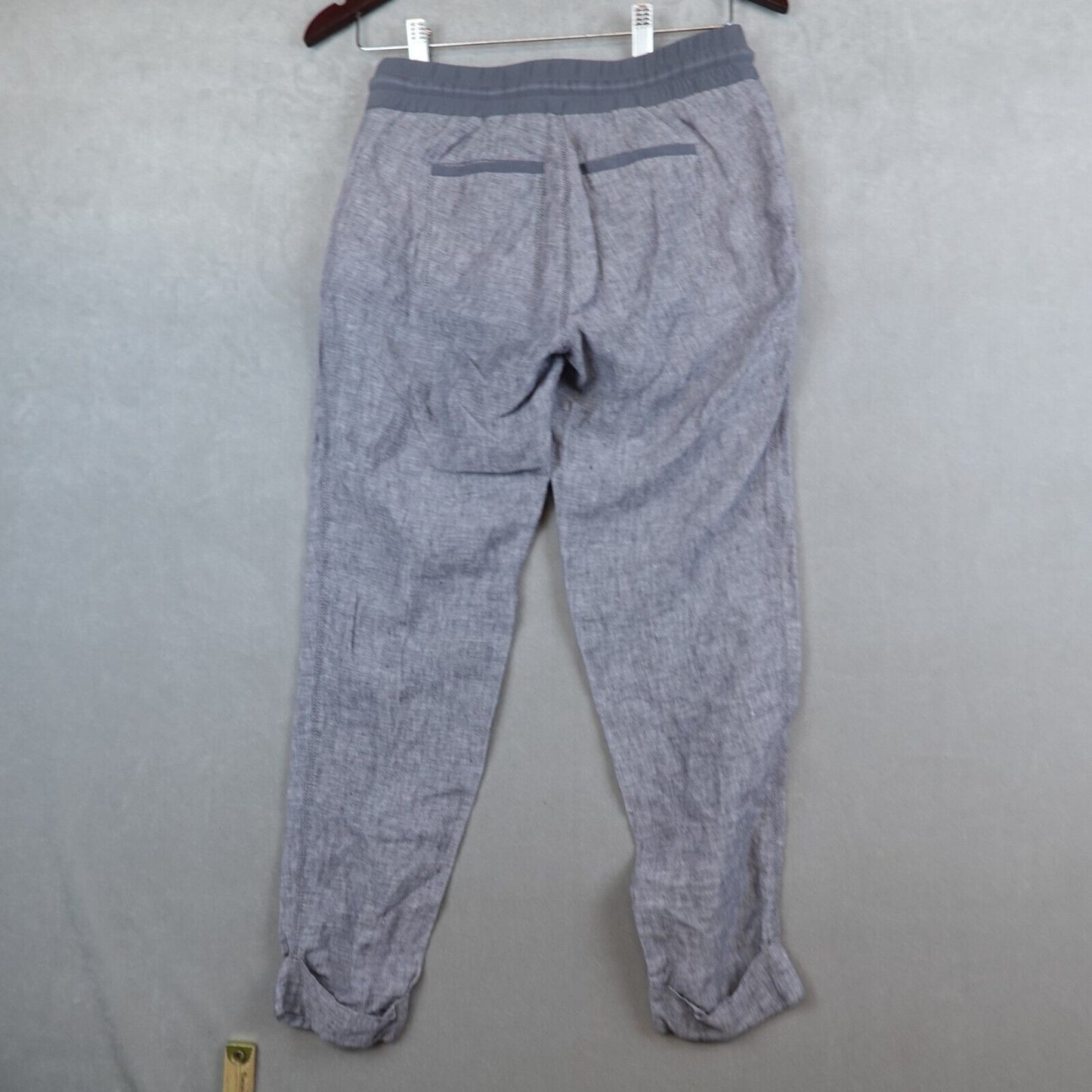 Athleta Bali Ankle Linen Pants Size 0 Gray Pull On Pockets Drawstring