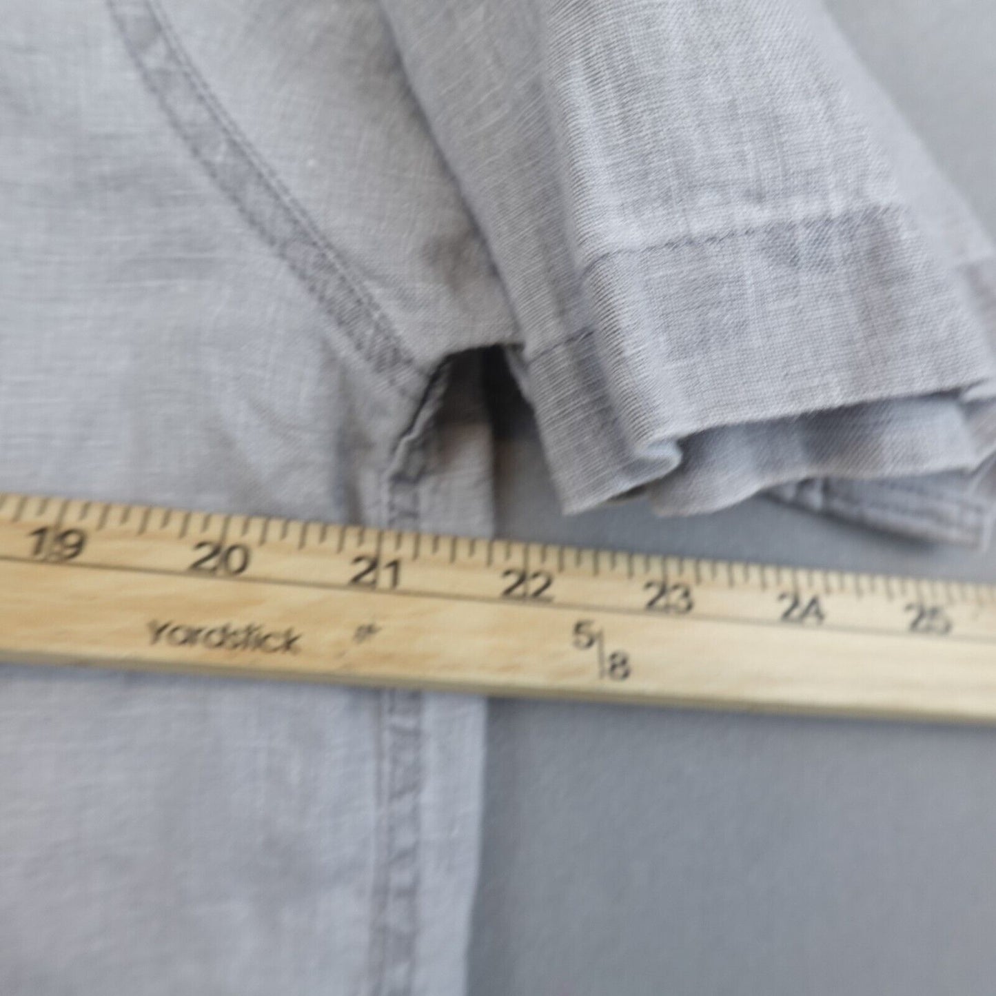 Carbon 2 Cobalt Shirt Mens Medium 100% Linen Gray Short Sleeves Button Up