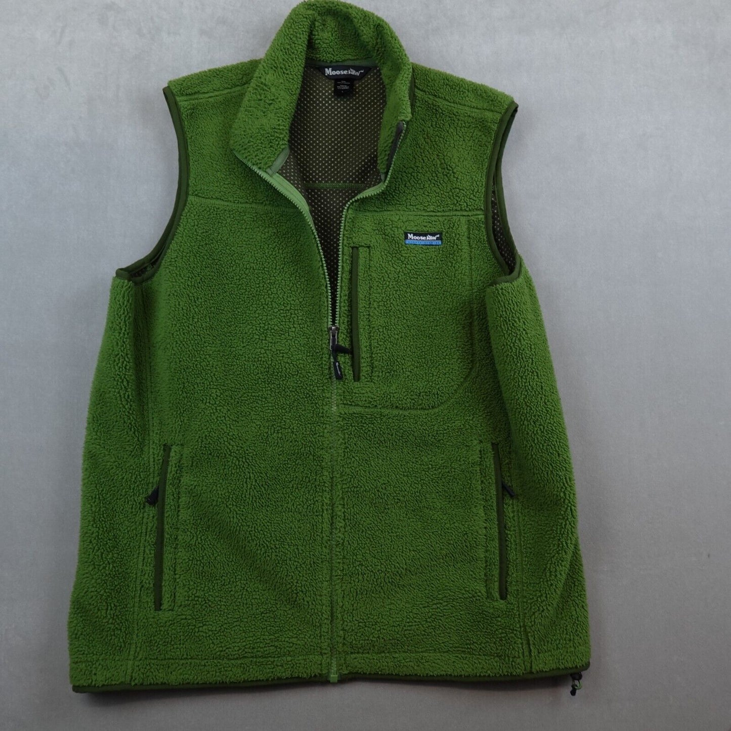 Moosejaw Vest Adult Large Fleece Green Nylon Full Zip Pockets