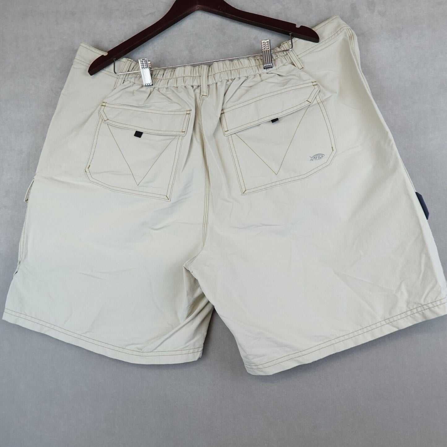 AFTCO Fishing Shorts Mens 46 Cargo Beige Stealth Swimming Original Elastic Waist