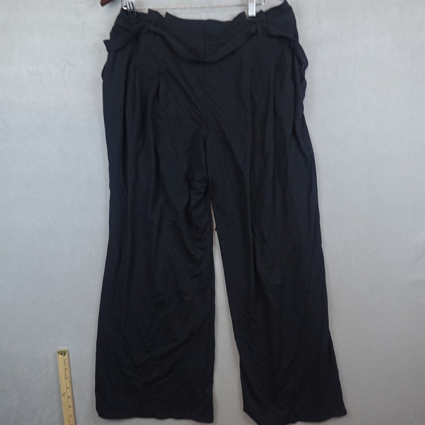 NWT J Jill Wearever Pants Size Large Black Full Wide Leg Paperbag Pull On Belted