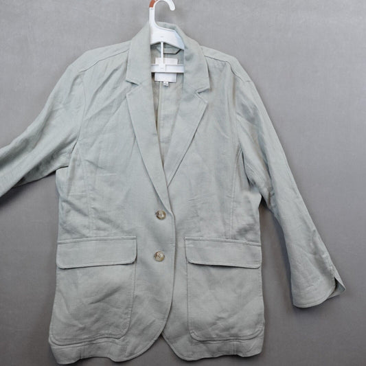 Madewell Jacket Womens M Sage Long Sleeve Career Work Linen Blend Blazer