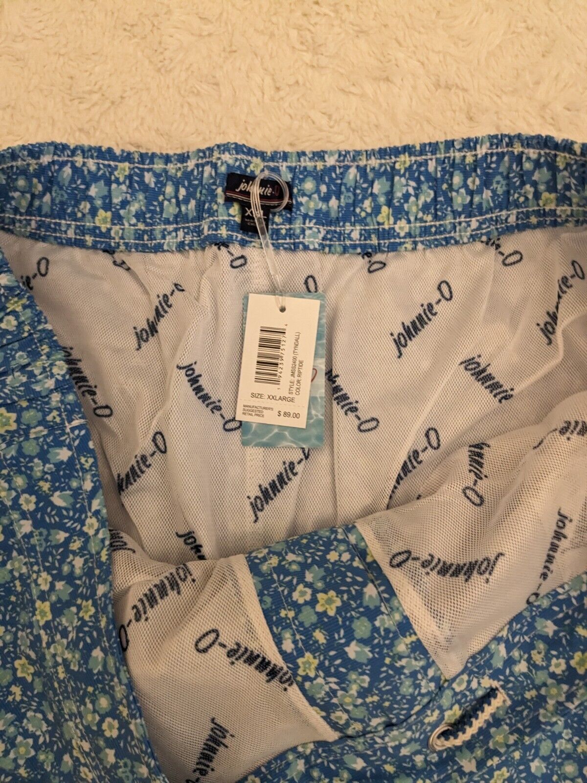 NWT johnnie O Swim Shorts Mens XXL Tyndall Surf Riptide Floral Drawstring Lined