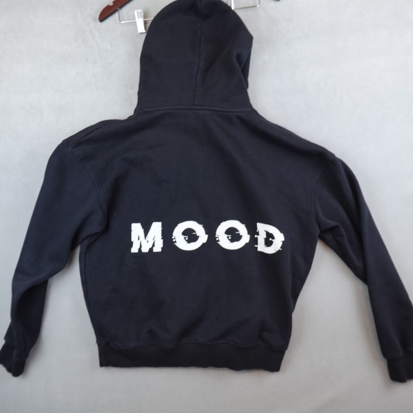 Youngla Hoodie Sweatshirt Size Small Black MOOD Spellout Logo