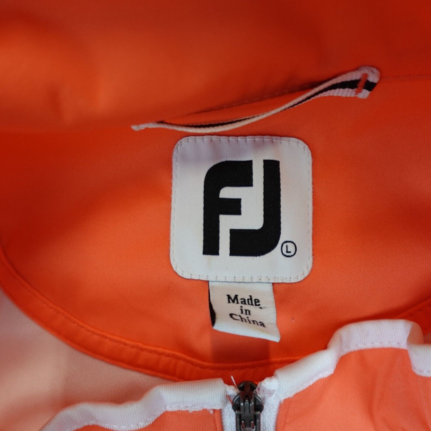 Footjoy Golf Vest Full Zip Windbreaker Orange Womens Size Large Club Logo