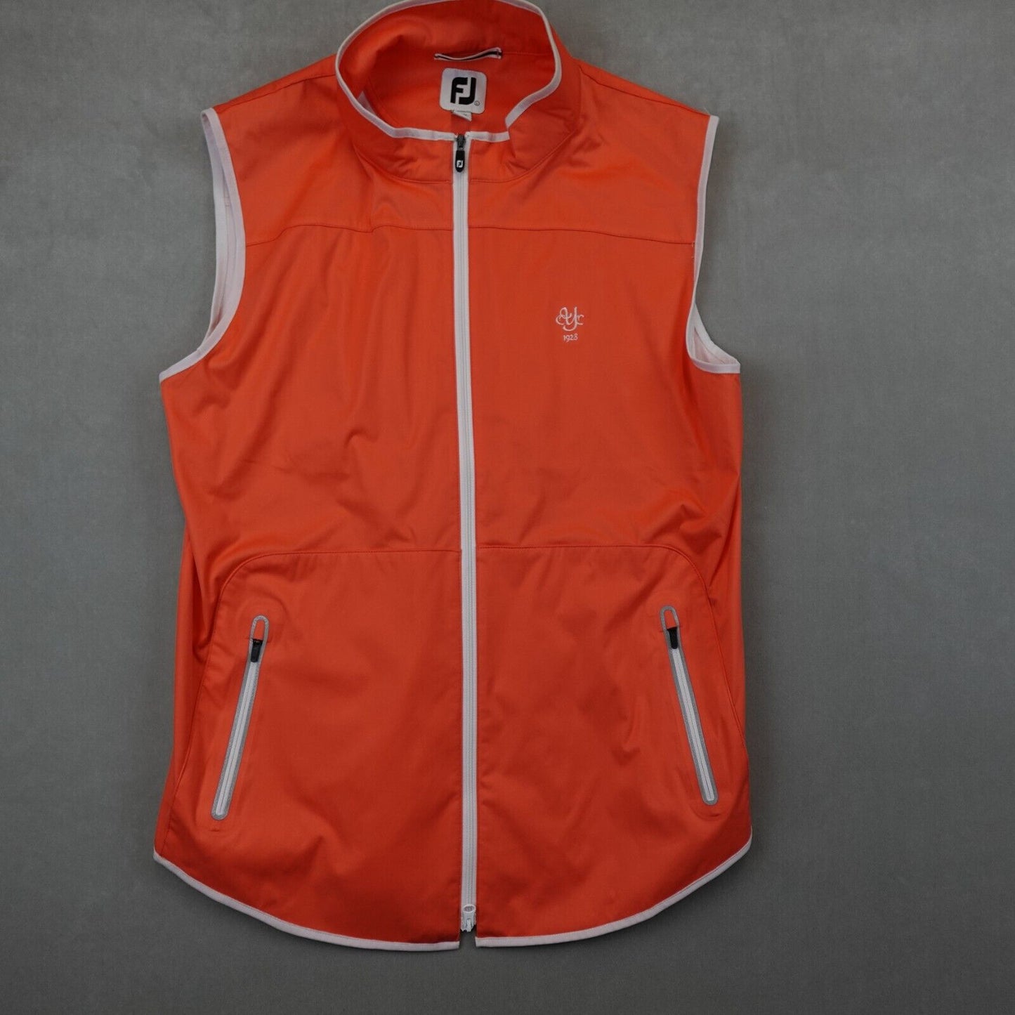 Footjoy Golf Vest Full Zip Windbreaker Orange Womens Size Large Club Logo