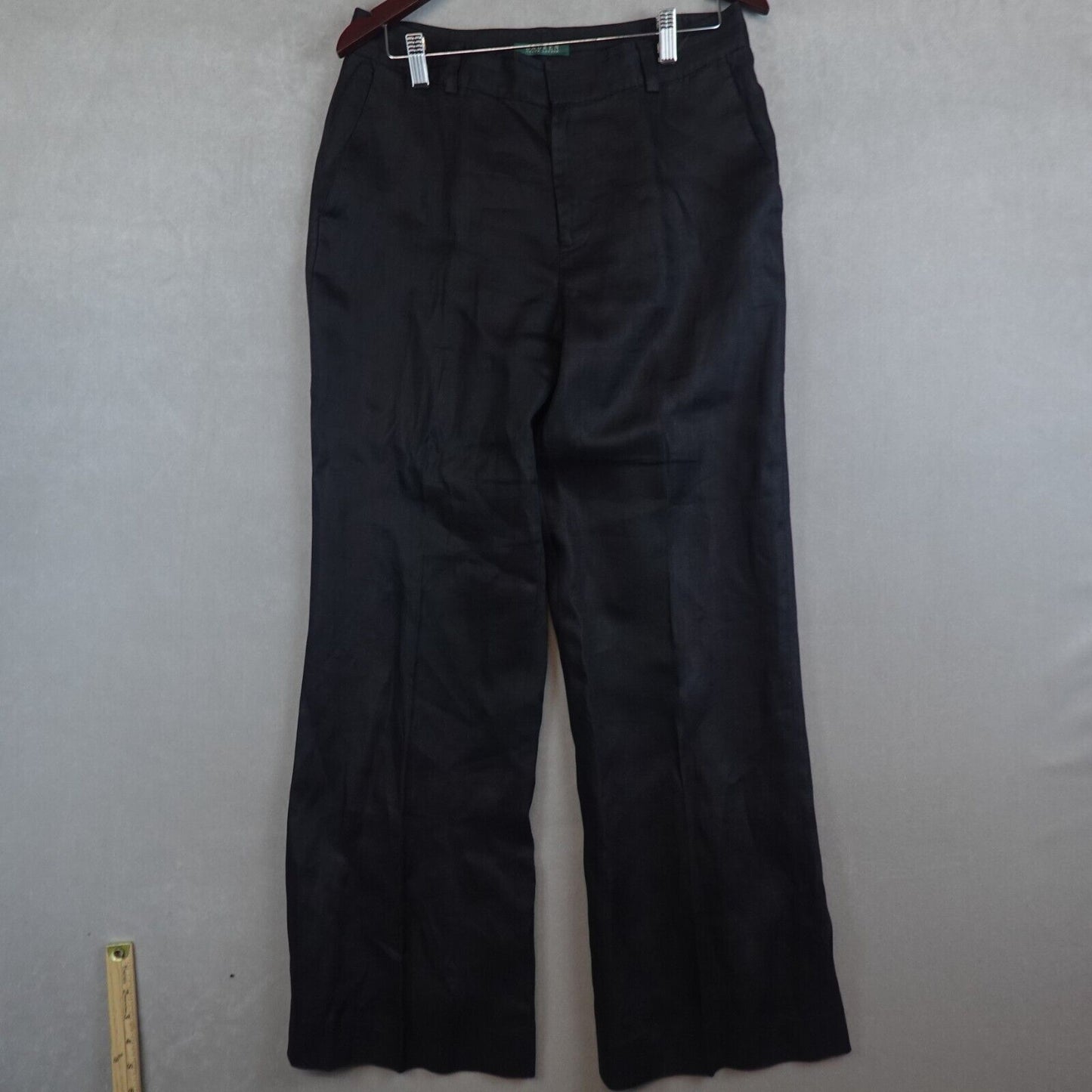 Lauren Ralph Lauren Pants Womens Size 12 Black 100% Linen Wide Leg *READ