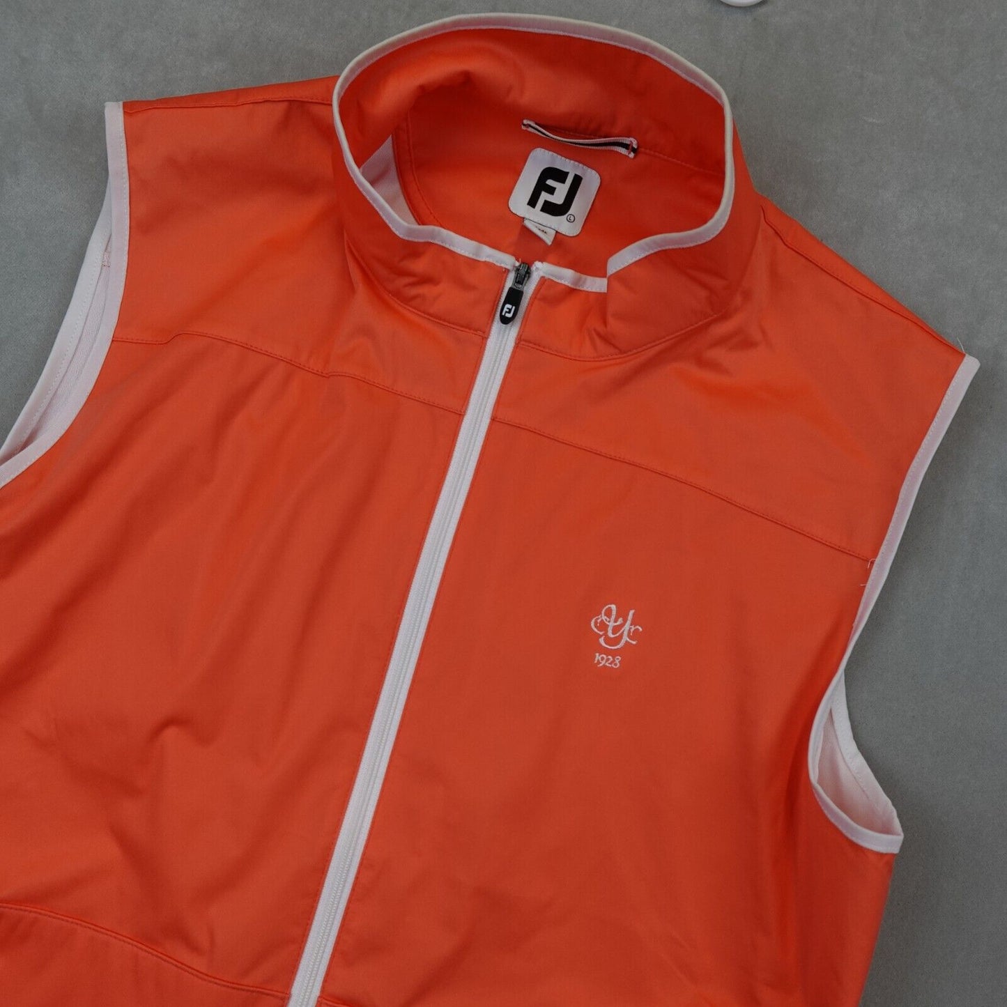 Footjoy Golf Vest Full Zip Windbreaker Orange Womens Size Large Club Logo