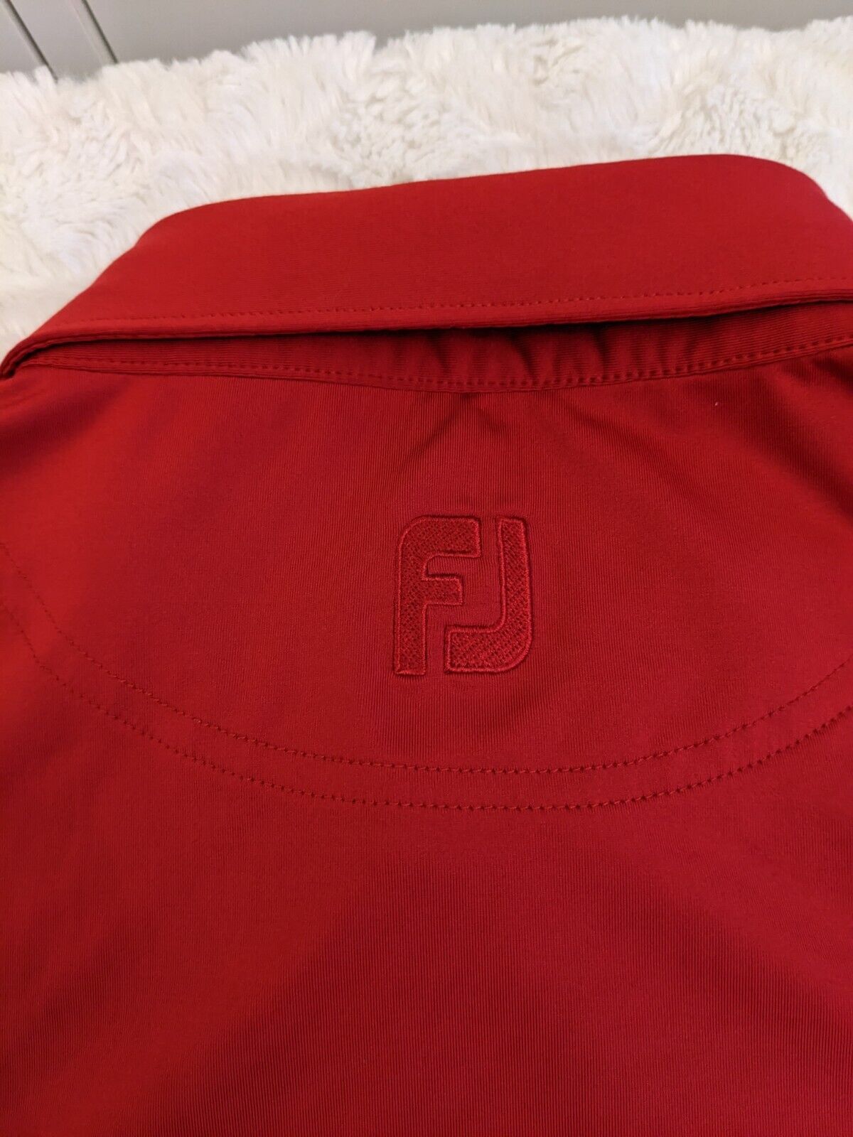 Footjoy FJ Polo Shirt Men Large Red Short Sleeve Stripe Golf Logo Performance