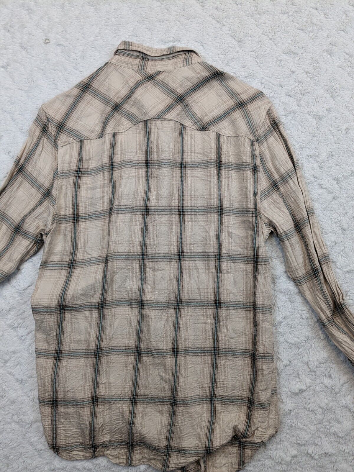 Youngla Shirt Mens Small Pearl Snap Plaid Lightweight Viscose Western Santa Cruz