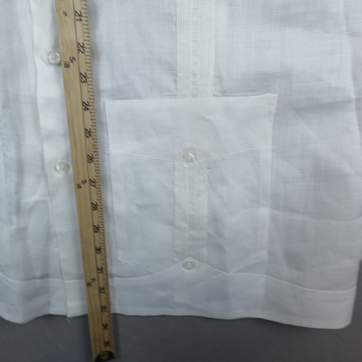 Ramon Puig Linen Shirt Mens XXL White Pockets Guayabera Long Sleeve Miami Cuba